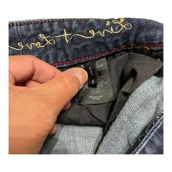 Express Y2K X2 Quality Denim Jeans Sz 8 Zelda Skinny Low Rise w/ Gold Embroidery - Picture 9 of 11